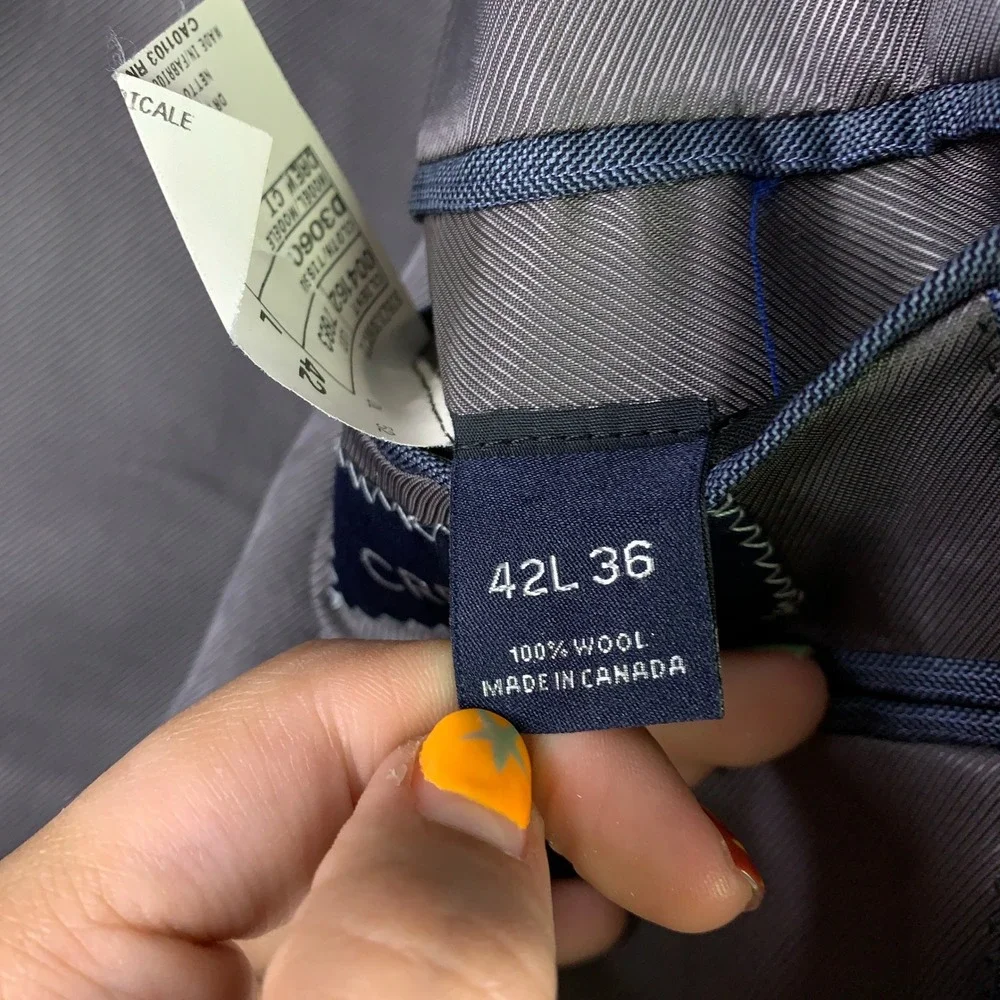 Cremieux Loro Piana Drew CT 2 Piece Suit 42L Blue Pinstripe Super 130s Wool Pant